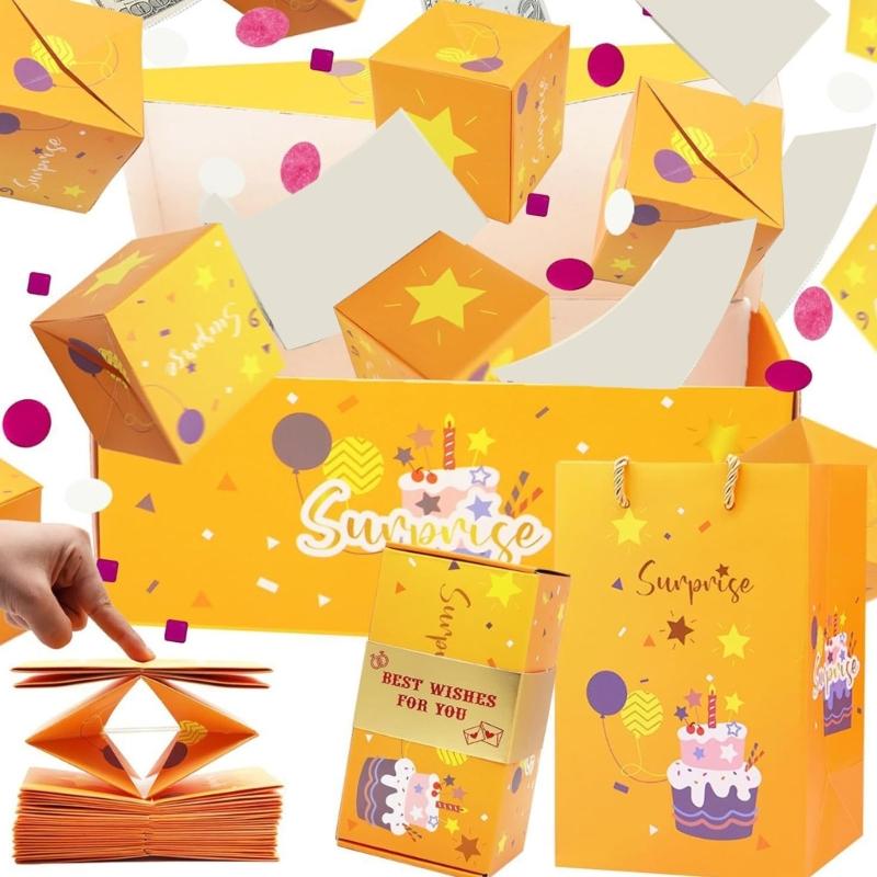 Pack of 18 DIY Customizable Popup Gift Boxes Perfect for Birthday Valentine's Day Parties Feature Quick Assembly Design