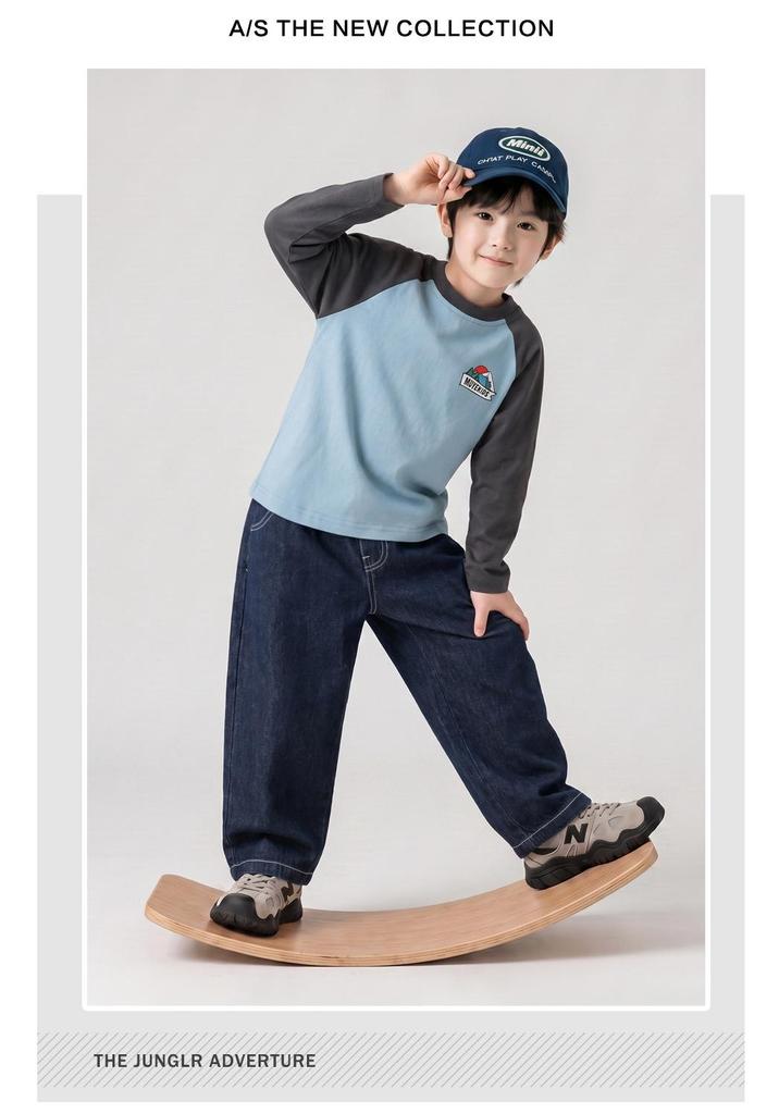 Beiteng Kids' Long Sleeve Cotton Top - Korean Style Casual Wear for Boys & Girls, Autumn Collection.