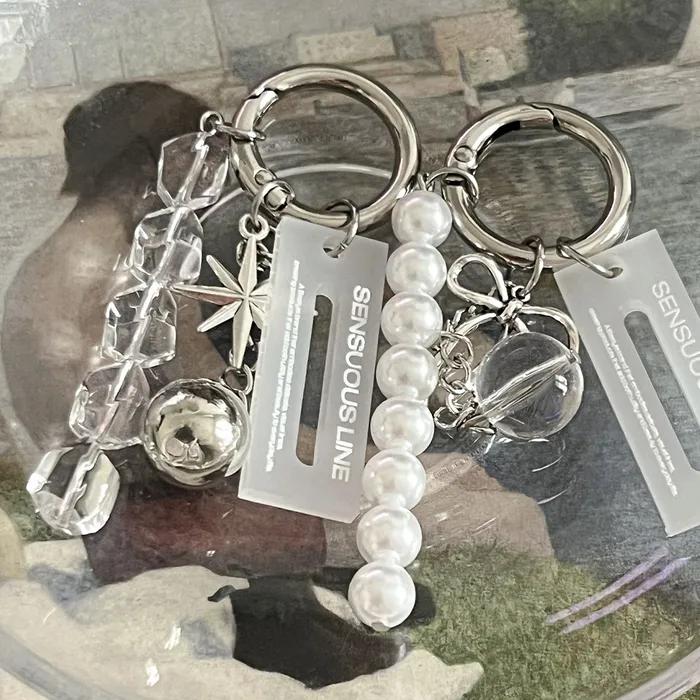 Ribbon Pearl Drop Keyring