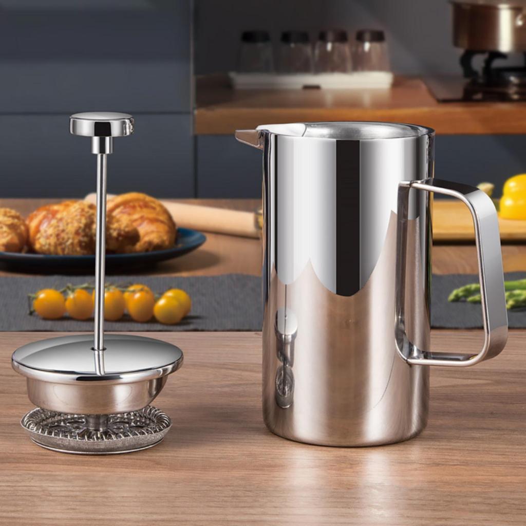 Stainless Steel French Press Long-Lasting with Plunger Compact