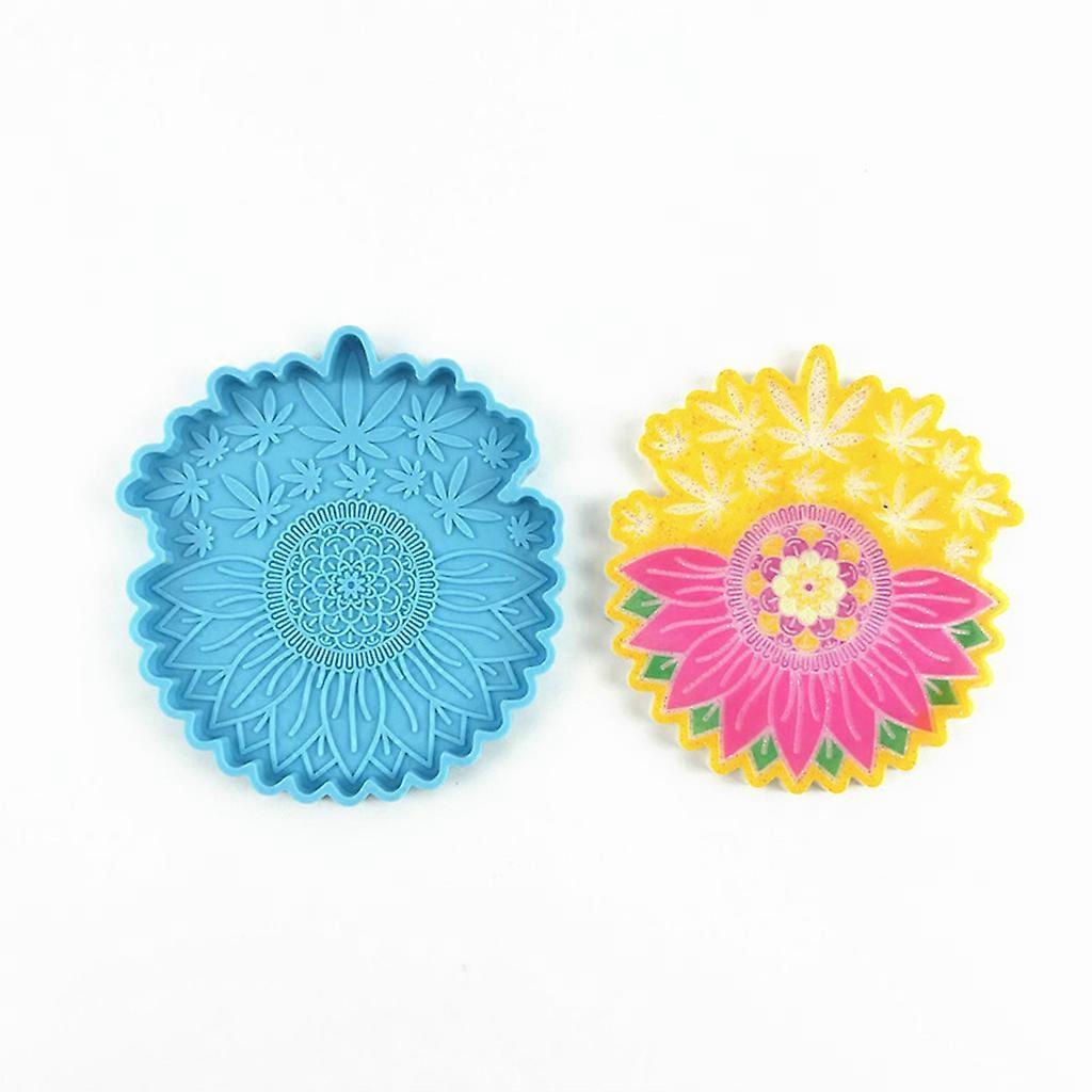 DIY Sunflower Maple Leaf Coaster Epoxy Resin Mold Coaster Holder Silicone Mould