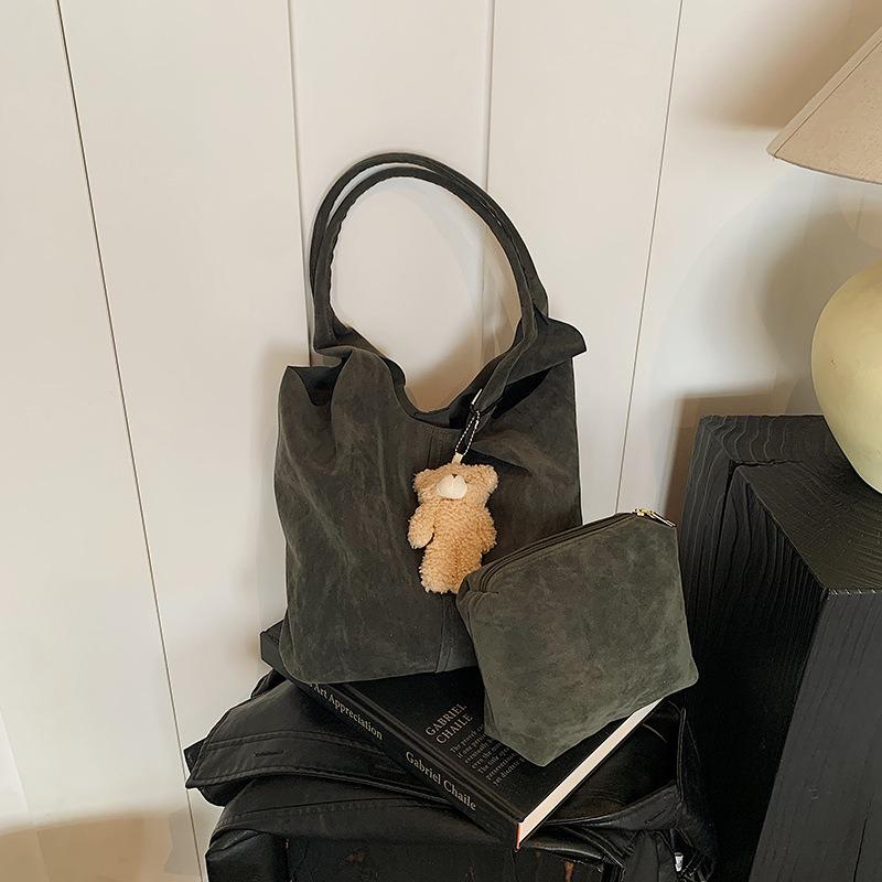 Autumn and Winter New Tote Mother and Child Bag Women's Large-capacity Deerskin Velvet Shoulder Bag Women's Autumn and Winter Retro Zipper Bag