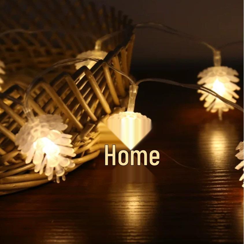 LED Pine Cone & Lotus String Lights - Battery-Powered Decorative Lights for Halloween and Atmosphere Enhancement