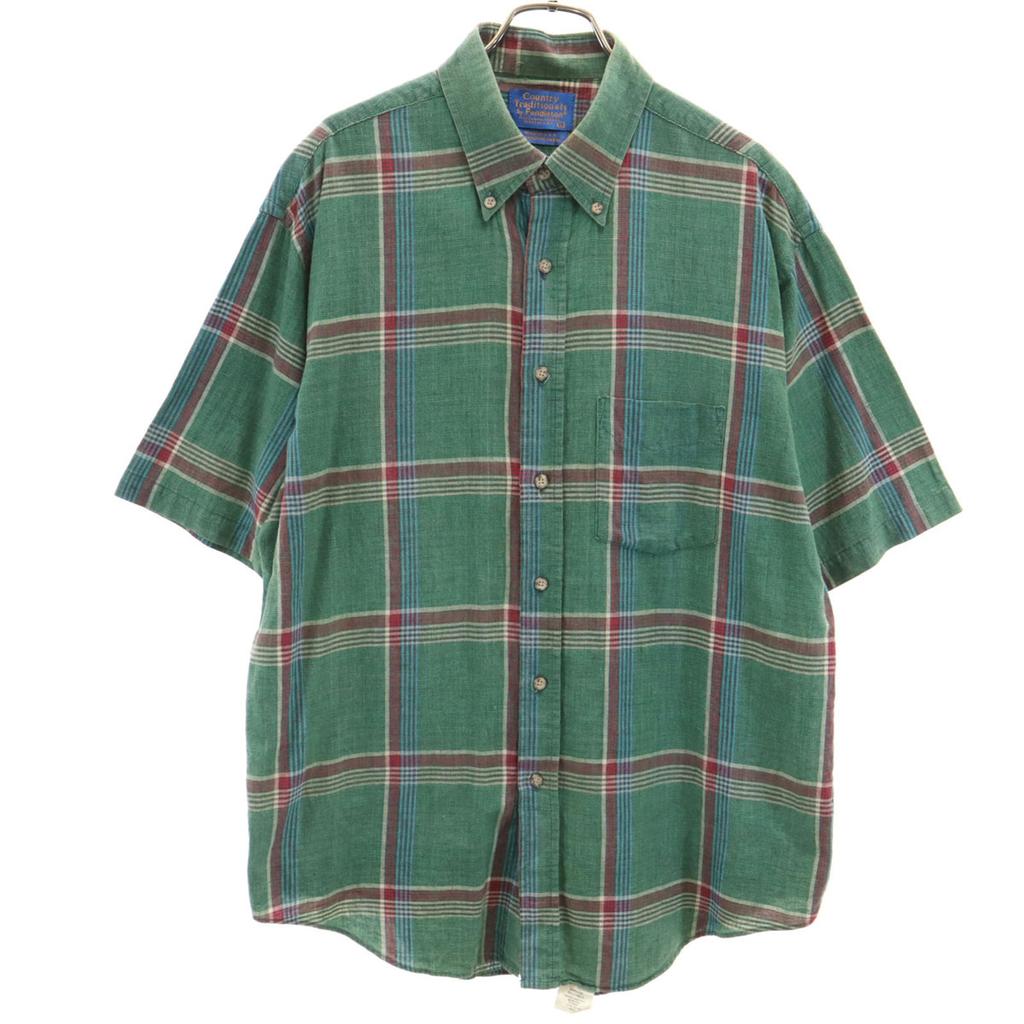 Country Traditionals by PENDLETON 90s Made In USA Old Check Pattern Five-quarter Sleeve Button Down Shirt Men's Used