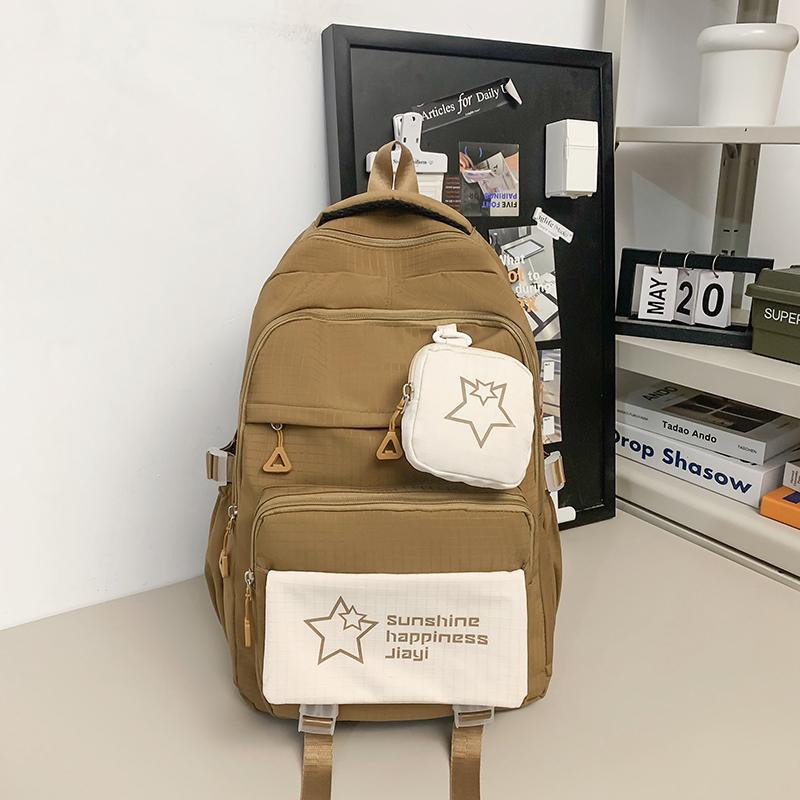 Звездный принт школьный рюкзак женский цветной блок большой емкости рюкзак — фото 15