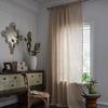 American Style Simple Solid Color Imitation Bamboo Knot Hemp Beige Tassel Bedroom Living Room Shading Insulation Window Curtain