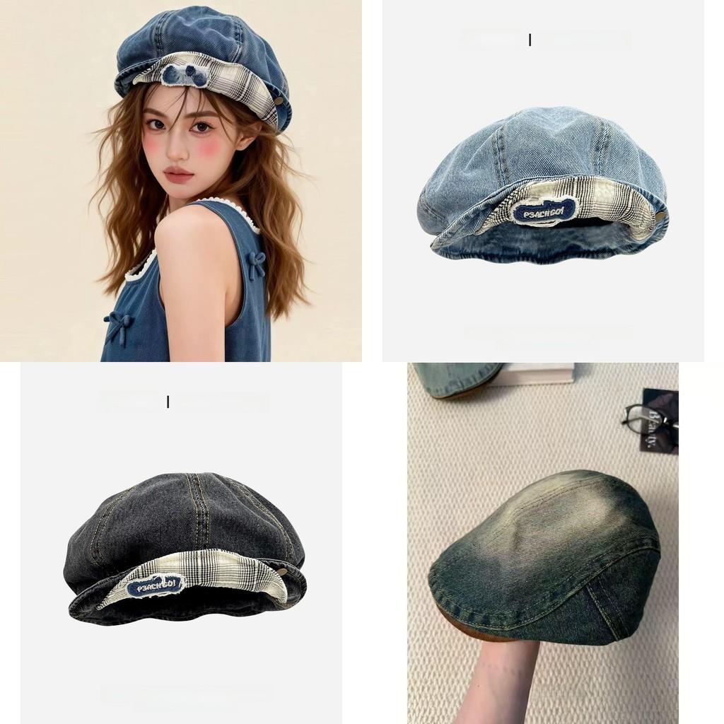 Cotton Spring Summer Beret With Flipped Brim And Breathable Design For Women