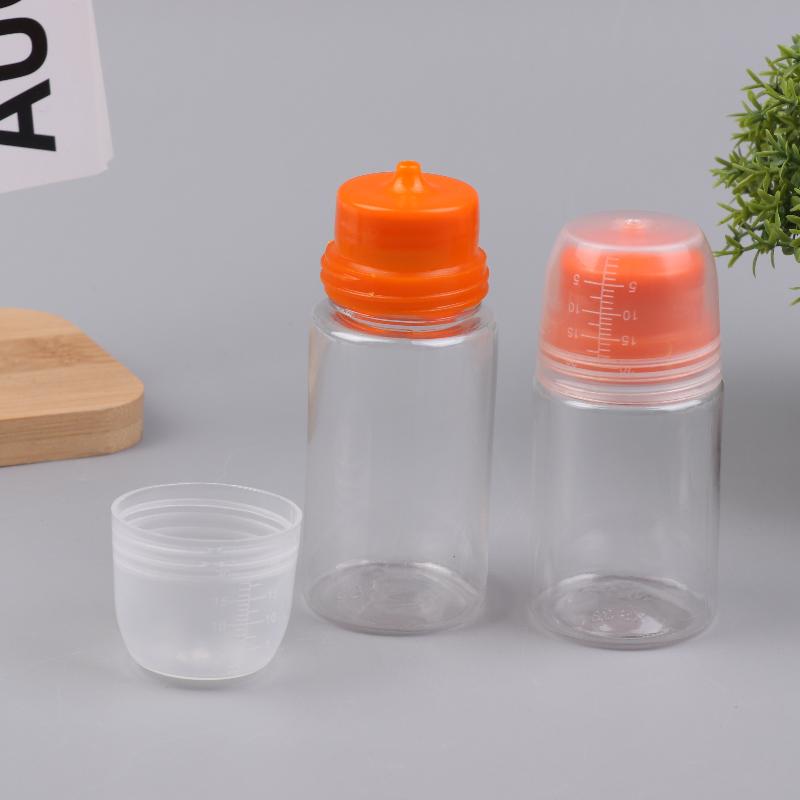 1Pcs Round Square Empty Plastic Sauce Squeeze Bottles Refillable Condiment Containers With Graduated For Salad Dressing Bbq Oils