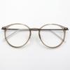 Alloaiweeo [The Air] Al5211 1010G Ultra-Light Semi-Oversized Round Transparent Khaki Eyeglass Frame Blue Light Lens Option
