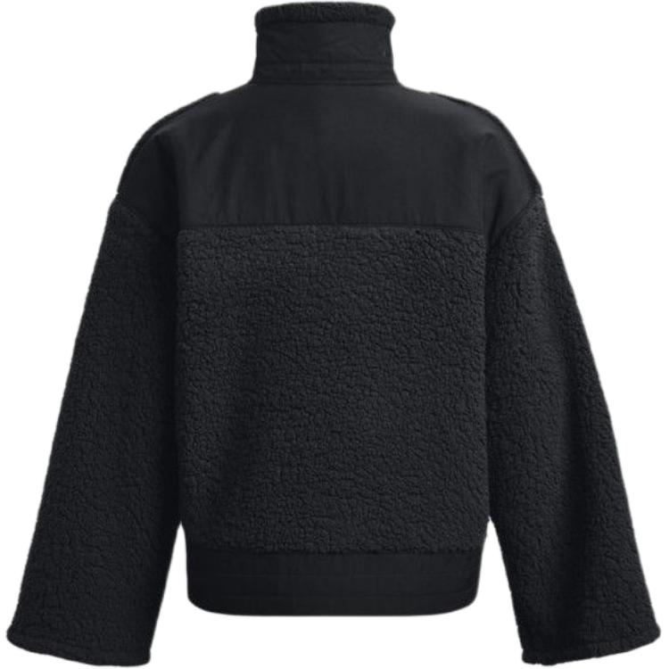 Under Armour Solid Color Spliced Vintage Stand Collar Zip Jacket Women jackets Black 1373659-001