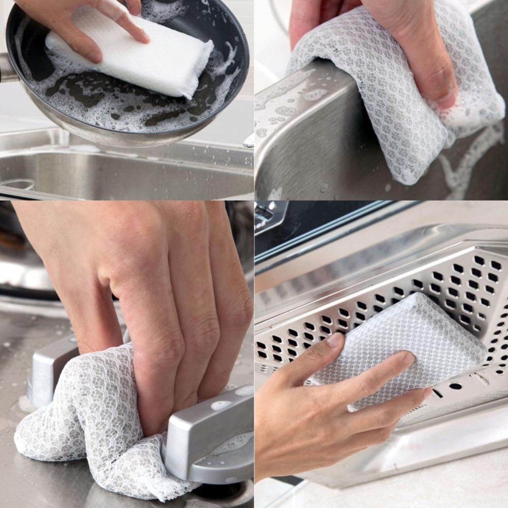 Mesh absorbent sponge wipe kitchen decontamination dishwashing cotton brush pot dishwashing sponge easy to foam scouring cloth to remove oil