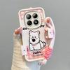 KEYSION Cartoon Cute Plush Embroidery Case for Redmi Note 15 Pro 5G 15 4G with Lanyard Silicone Shockproof Phone Cover for Xiaomi POCO M8 5G