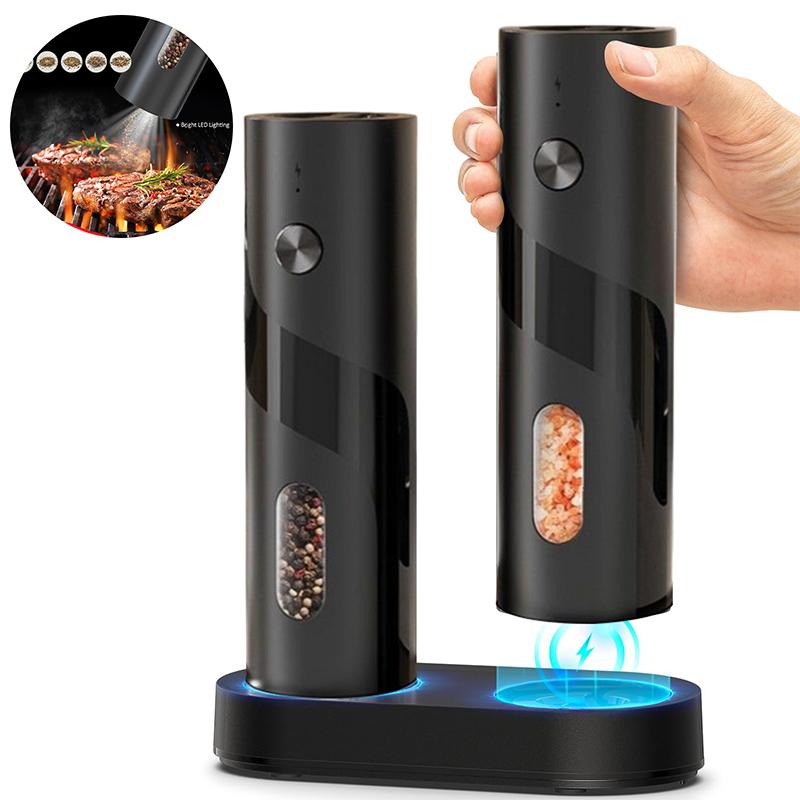 Salt And Pepper Grinder Set Electric,Rechargeable Salt And Pepper Shakers Stainless Steel With Usb C Dual Charging Base