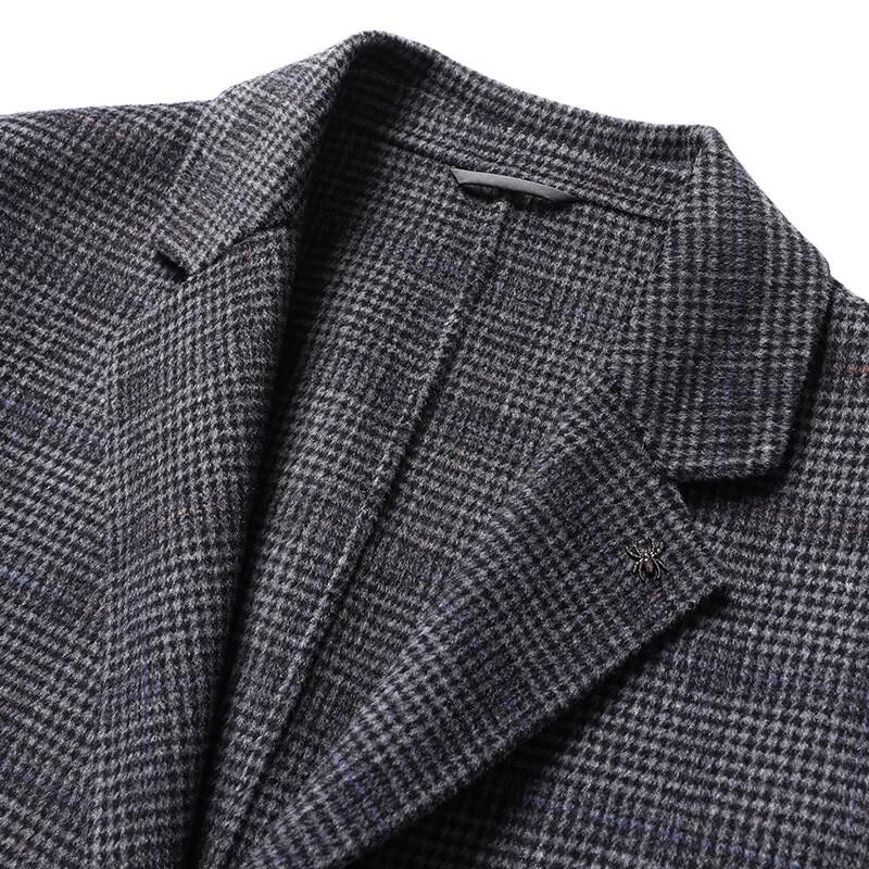 Yalu Men's Plaid Double-Faced Wool Blend Overcoat