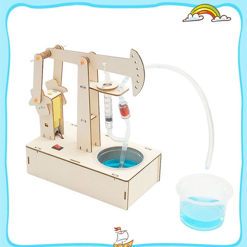 Kids STEM Toys DIY Pumping Unit Assembling Model Material Kits Water Pump Experiment Technology Toy Puzzle Painted Toys Gift