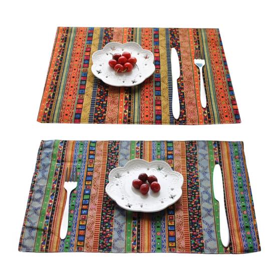Ethnic Striped Placemat Heat Insulation Dining Table Mat Colorful Bohemian Placemat for Home Party Farmhouse Restaurant