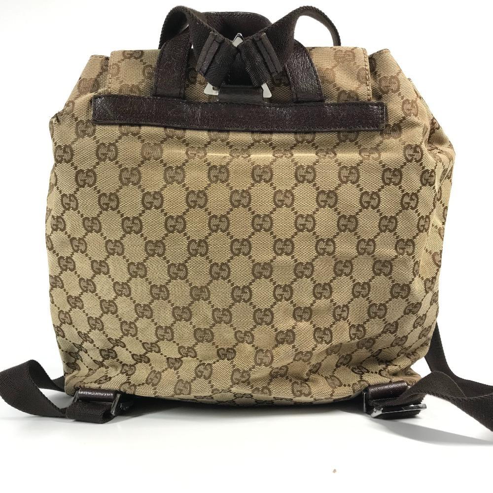 GUCCI 114552 GG logo backpack Bag Backpack GGCanvas/Leather Beige/Dark brown