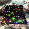 Colorful Starburst Galaxy Pattern Black Background Fleece Blanket Space Theme Decor Soft Flannel Throw For Kids And Adults