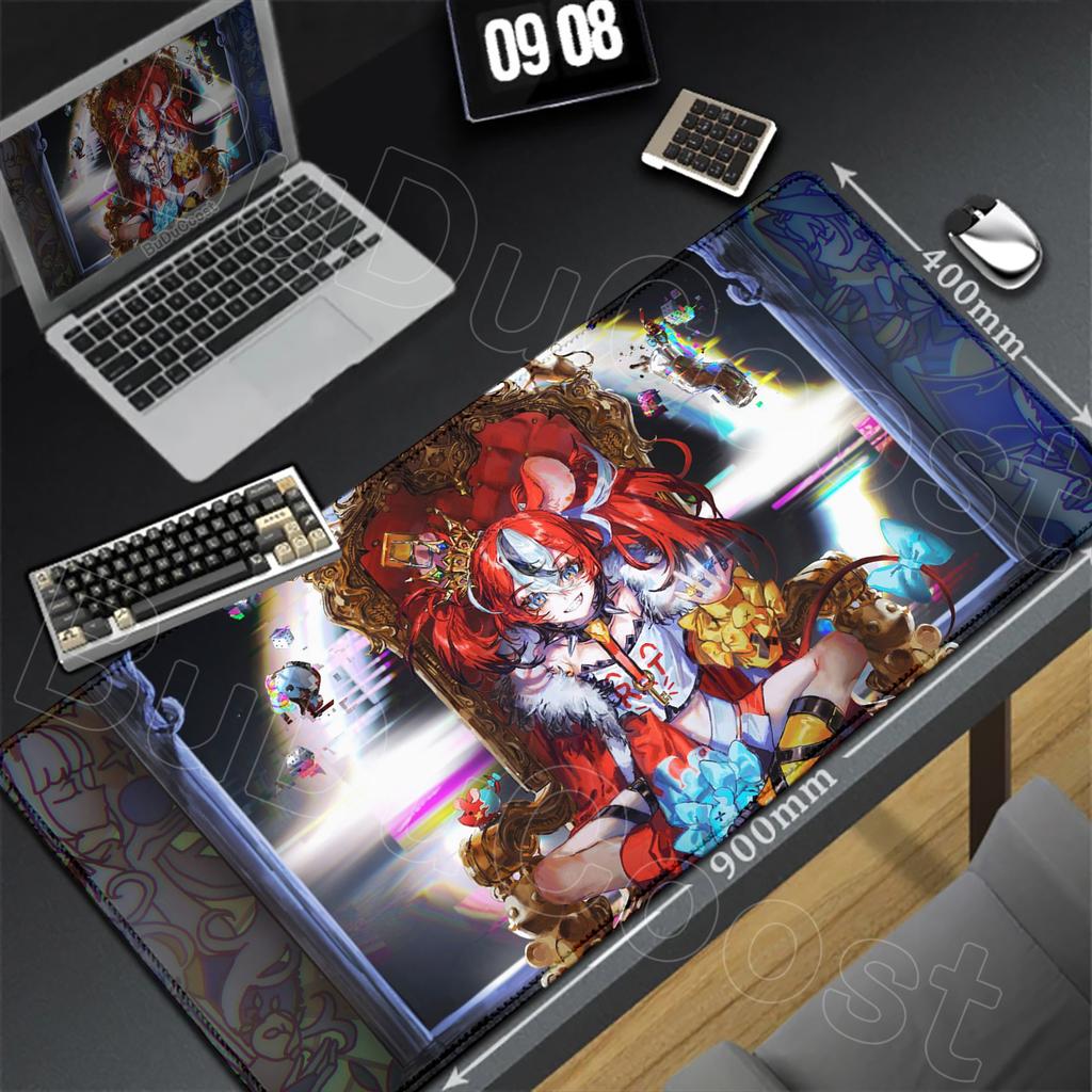 Game Office Accessories Non-Slip Rubber Edge locking Speed Large HD Kawaii Laptop Mat Hololive Hakos Baelz Mouse Pad Desktop Rug