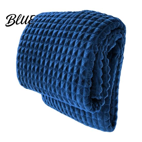 Thermal Insulation Blanket for Autumn Waffle Textured Fleece Throw Blanket Solid Color Milk Flannel Grid Cut Texture Sofa Plush Soft Warm Cozy Couch
