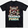 Trashed Panda T Shirt Funny Raccoon Beer Drinking Party Animal Retro Men Vintage Washed Top For Everyday Wear Unisex Soft Homme