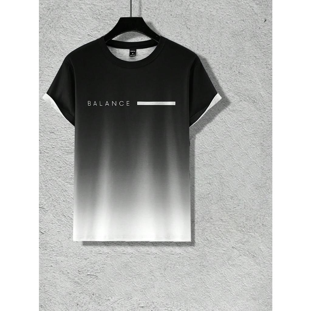 Summer Fashion Men' Letter Gradient Graphics Print Tshirt Short Sleeved T-Shirt For Men Harajuku Tee Tops  O-Neck Casual T-shirt