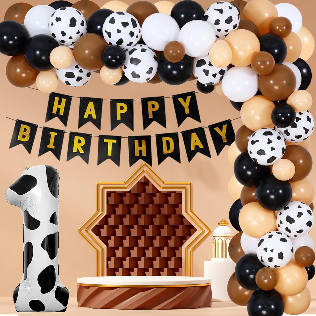 Farm Theme Balloon Wreath Set Birthday Party Flag Cow Digital Balloon Chain Set Arrangement