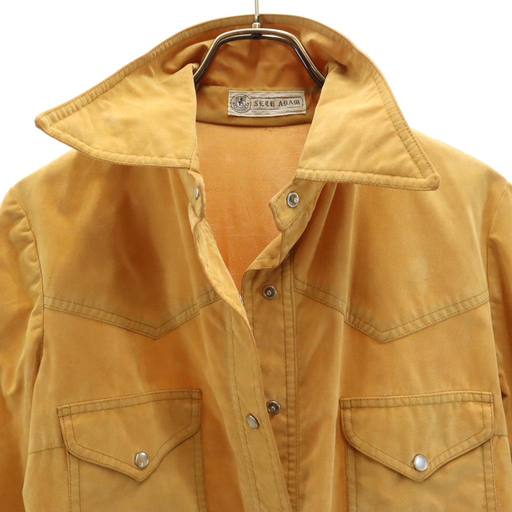 Vintage 70s Long Sleeve Suede Shirt Mustard Women Used