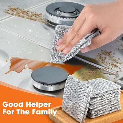 Toptan Metal Çelik Tel Paçavra Bezi Ev Mutfak Tencere Tava Bulaşık Yıkama Çift Taraflı Bulaşık Bezi Temizlik Bezleri Havlu Ovma Bezi