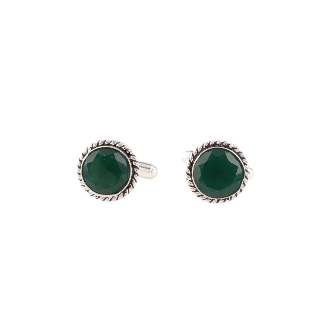 Natural Green Onyx Gemstone 925 Sterling Silver Jewelry Handmade Cufflinks0.51" CL-3-20