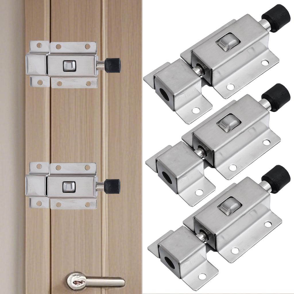 Stainless Steel Door Latch Spring Lock with Screws Automatic Spring Latches Door Window Catch Lock Gate Anti-theft Hardware