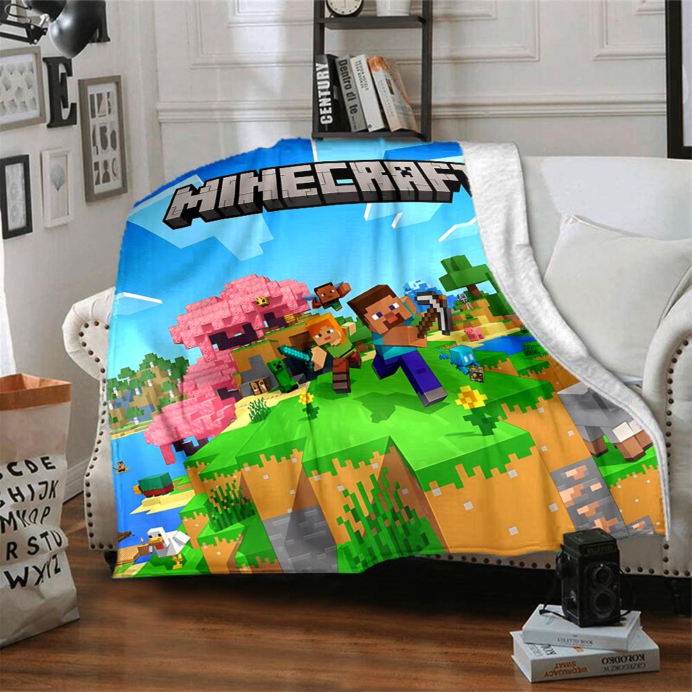 Minecraft Blocky Adventure World Blanket Soft Throw Blanket For Home Bedroom Bed Sofa Travel Office Solid Christmas Blanket