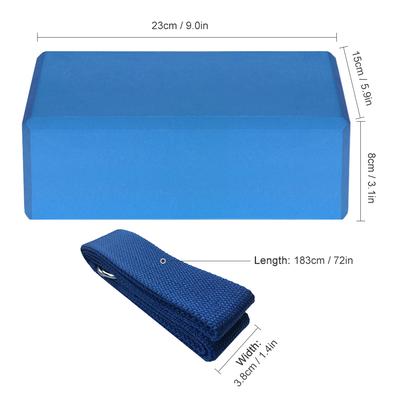 2pcs Bloques de Yoga EVA 1pcs Correa de Yoga de Algodón Bloques de Estabilidad Set de Correa de Yoga para Yoga Pilates Meditación