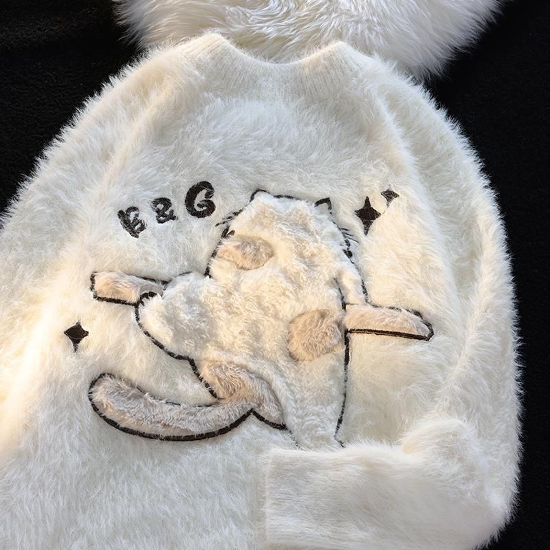 

Женский свитер Осень и Зима Молочный Фуфу Старшеклассник Ученик средней школы Молодежный Мягкий Клейкий С флисовой подкладкой Утепленный Вязаный Базовый свитер Apricot color M