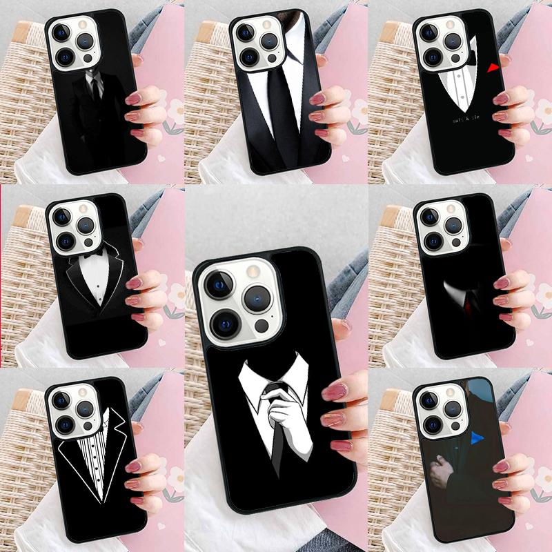 UBIERZ SIĘ PAN TIE KRAWAT KOK Telefon Etui Dla iPhone 17 Air 15 16e 14 13 Pro Max Coque 12 11 Pro Max PLUS Pokrowiec