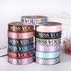 XINRAN Custom Floral Gift Box and Cake Packaging Decoration Ribbon 2.5 cm Printed Letter 100% Polyester Satin High Tenacity