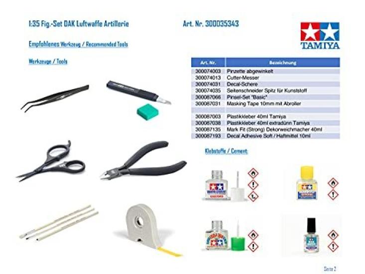 Tamiya Military Miniature Series 343 German Army Africa Corps Air Force Artillery Set Plastic Model Kit 35343 1/35 No.