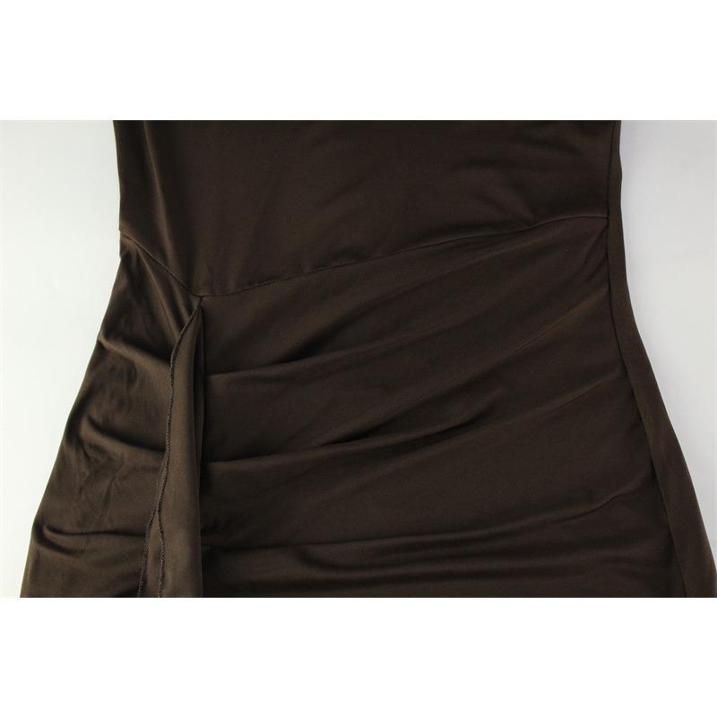 Damen Herbst und Winter Mode Temperament High Neck Langarm Slim Schlitz Kleid