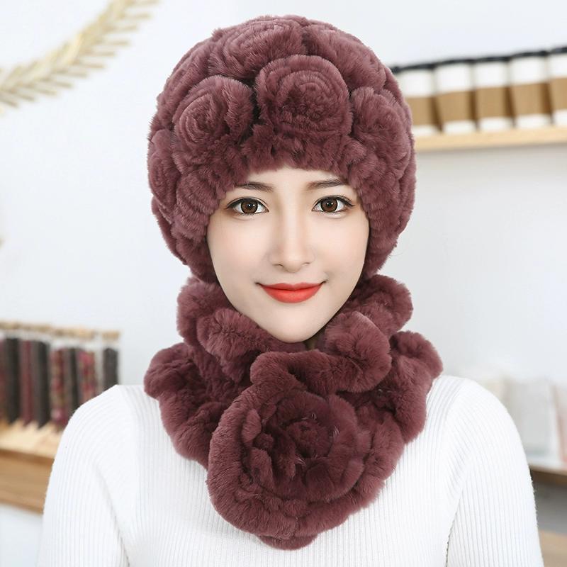 Rex Rabbit Hair Hat Female Autumn Winter Middle-aged and Elderly Mother Thickened Warm Fashion Grandmother Old Lady Mother-in-law Fur Hat