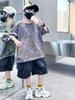 Boys' short sleeved T-shirt summer 2026 new item, medium and large children's thin design, boys' summer clothes, children's cool and stylish top t