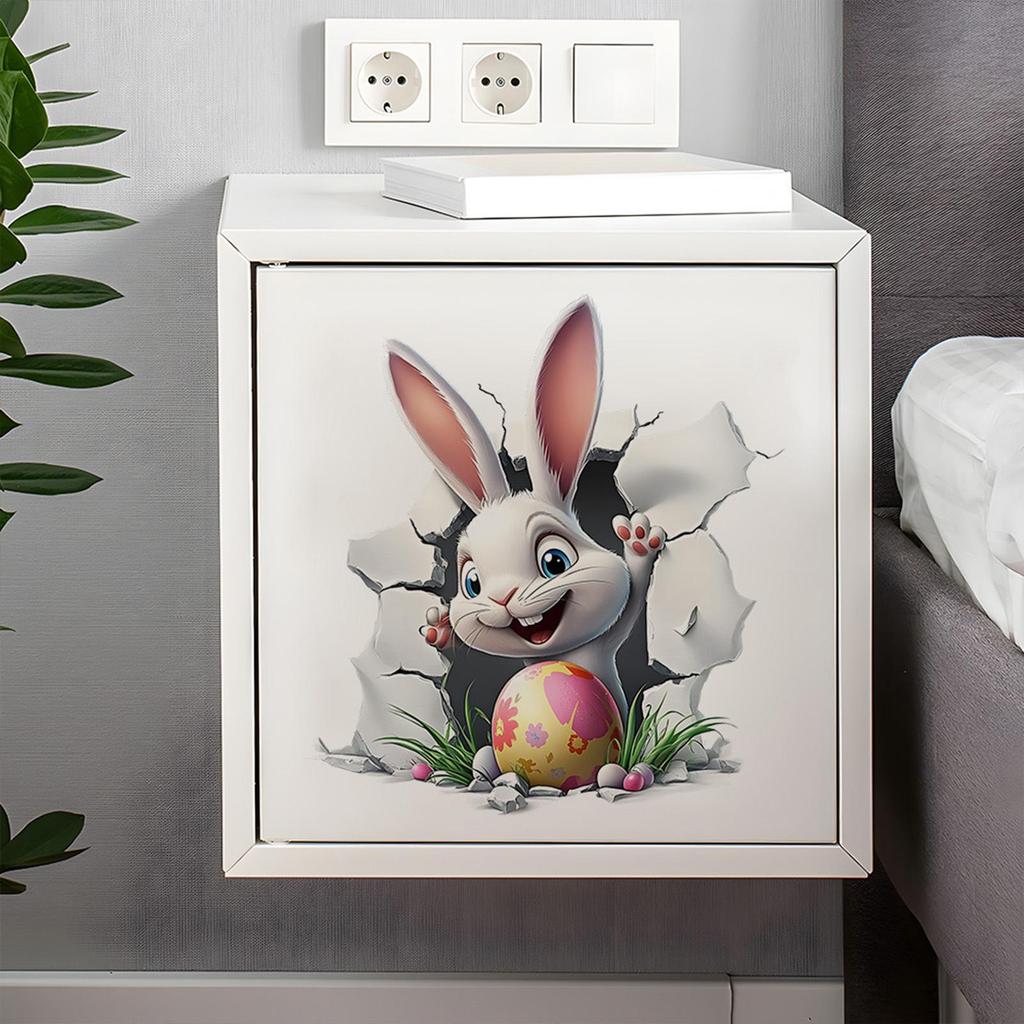 Easter Stickers 3D Visual Effect Bunny Decals Easter Bunny Window Decals For Door Mirror Bathroom Kitchen Home Apartment Hotel