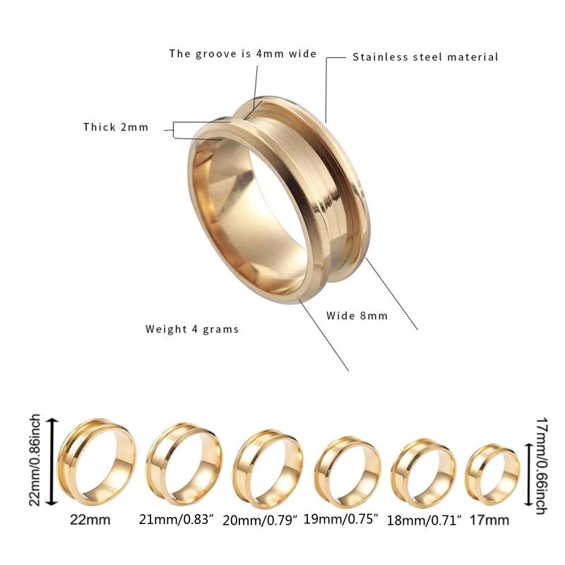 6 Stück 8mm Edelstahl Rilliger Fingerring Kern Rohling für Einlege-Ring Schmuckherstellung Polierter Komfort Rilliger Ring