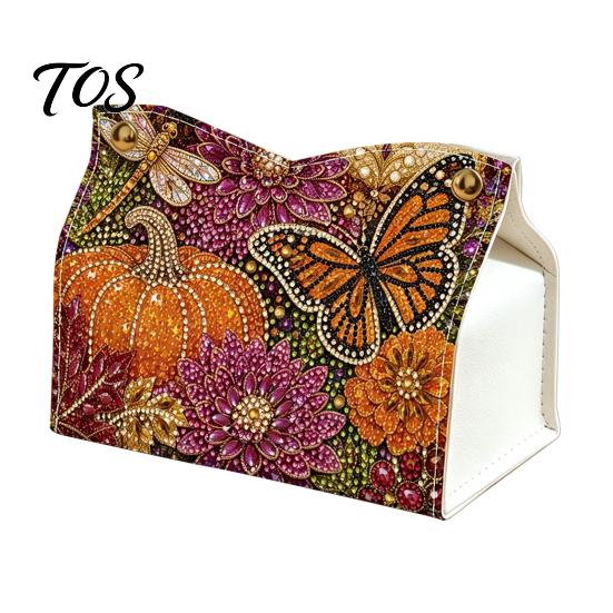 Festliche Raumdekoration DIY Weihnachten Diamantmalerei Taschentuchbox, Funkelnde Strasssteine PU-Leder Servietten Bastelsets für Jugendliche Halter, Rechteckige Aufbewahrung