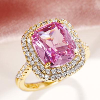 Huitan Wunderschöne Zirkonia Frauen Ringe Rosa/Weiß/Gelb CZ Temperament Elegante dame Schmuck für Hochzeit Jahrestag Party