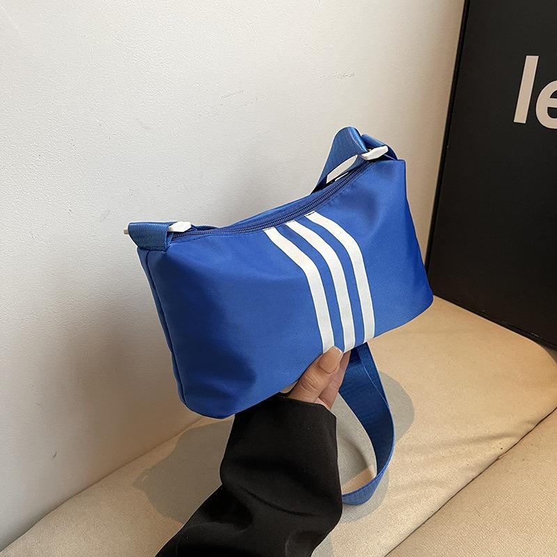 Nylon cloth bag women's large-capacity bag autumn new simple casual striped shoulder bag broadband messenger bag