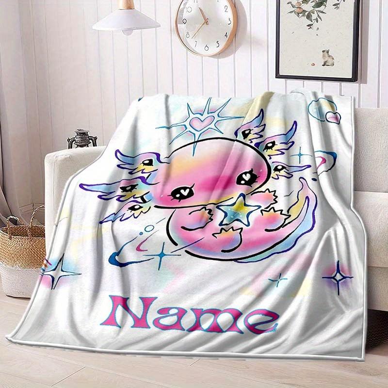 Axolotl Customize Your Name Blanket Warm Comfortable And Soft Blankets Are Suitable For Home Chairs Office Sofas Sofas Office Camping And Gifts For