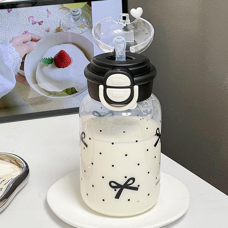 Cute Water Bottle With Straw Portable Plastic Pop-Up Cover Water Cup For Kid Kawaii Bottle Water Leak-Proof Cute Drinking Bottle