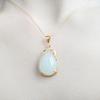 Water Drop Shaped Imitation Hetian Jade Pendant Women'S White Chalcedony Necklace Electroplating