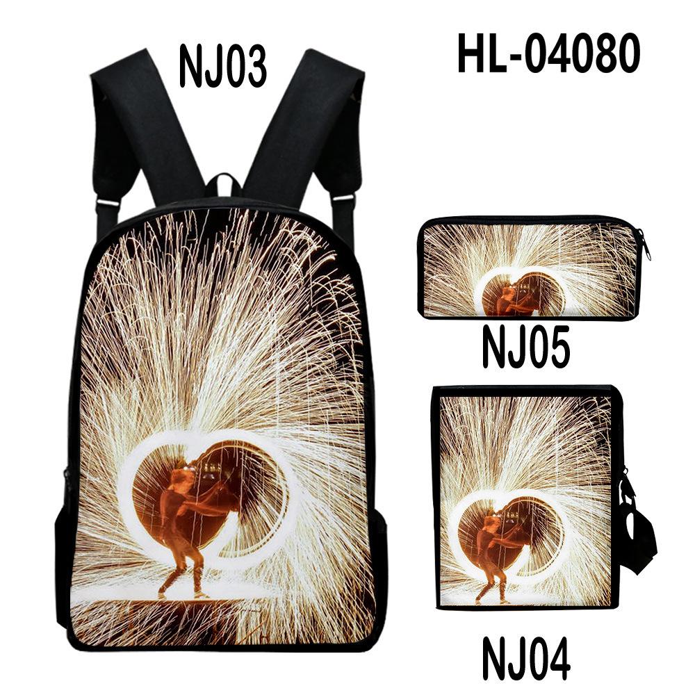 Iconic Distinctive Black Rock Shooter 3D Design 3pcs/Set Learner Bags Everyday Laptop Everyday Backpack Sling Carry Tote Pencil Pouch