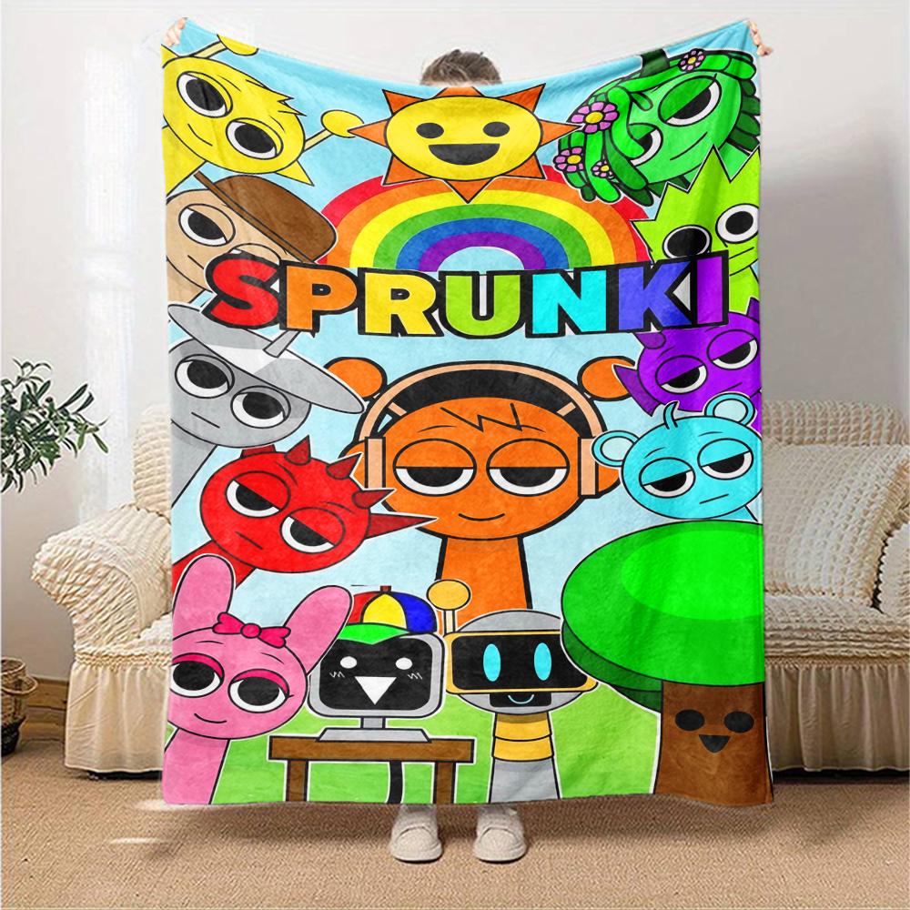Coperta stampata a tema Sprunki - Perfetta per divano, letto, viaggi e uso all'aperto | Lavabile in lavatrice, accogliente e resistente.